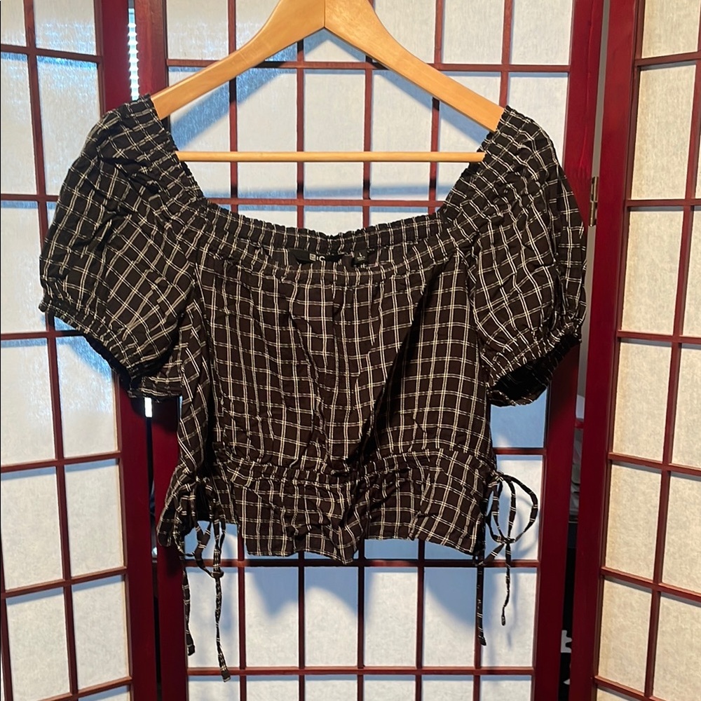 Black and White Checkered Women's Top